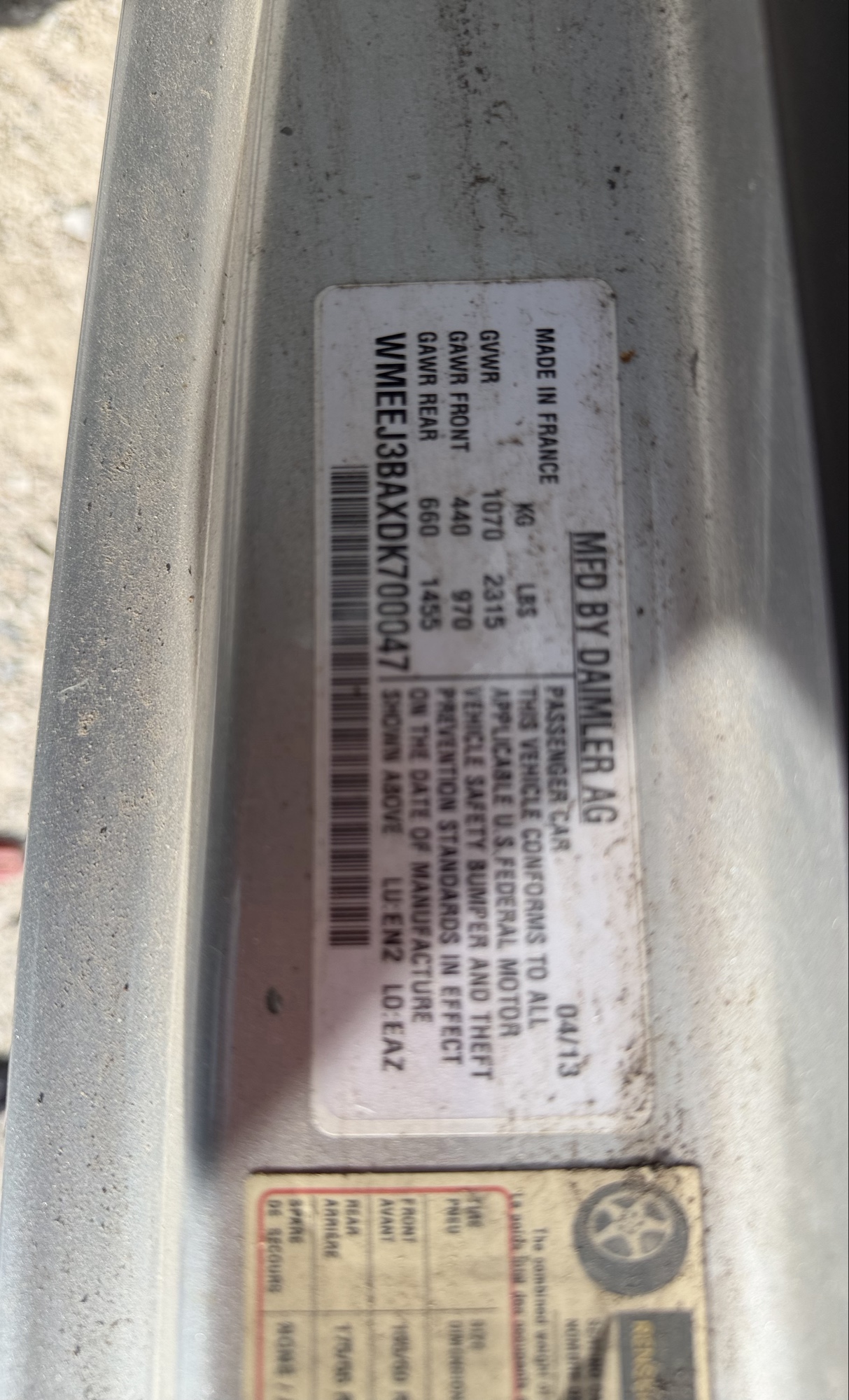 2013 smart fortwo passion for sale near elk-river, minnesota 106032_47_door_vin_sticker.jpg