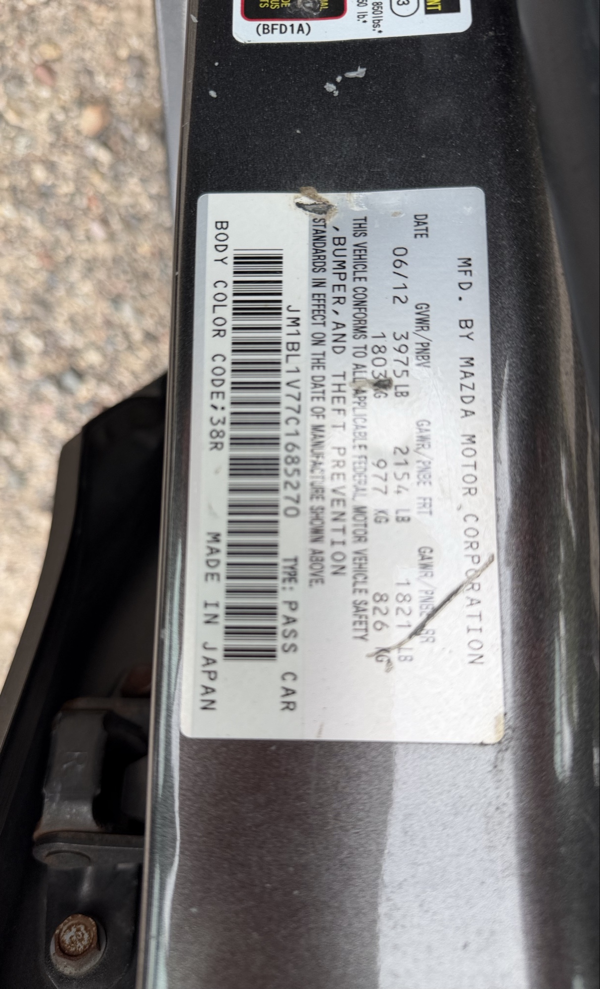 2012 mazda mazda3 i-touring-4-door with 105844 miles for sale near elk-river, minnesota 106316_47_door_vin_sticker.jpg