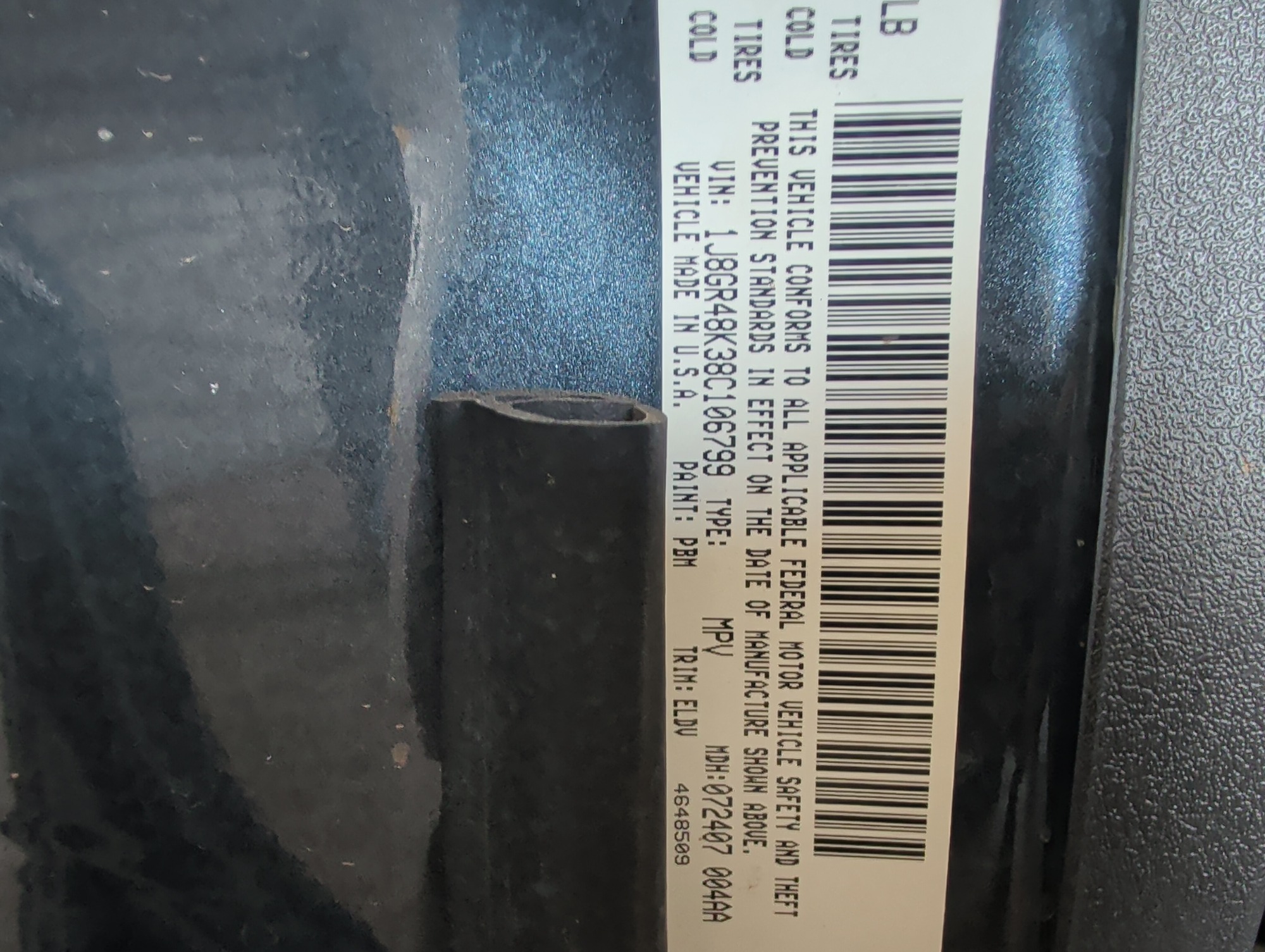 2008 jeep grand-cherokee laredo-4wd with 85427 miles for sale near elk-river, minnesota 106340_47_door_vin_sticker.jpg