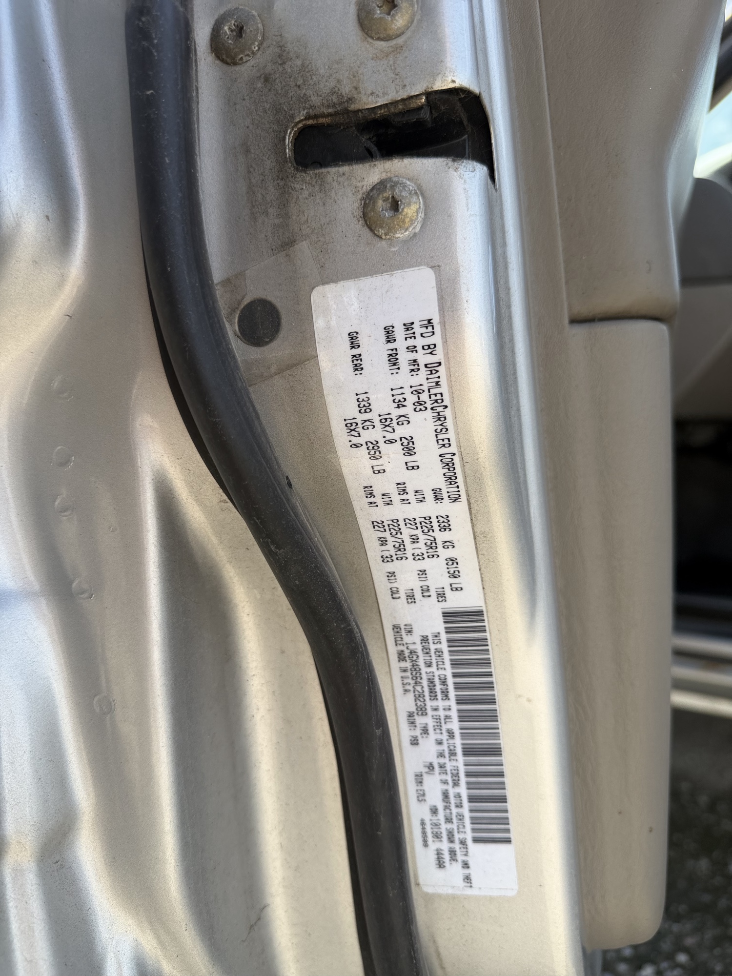 2004 jeep grand-cherokee laredo-2wd with 138807 miles for sale near elk-river, minnesota 106397_47_door_vin_sticker.jpg