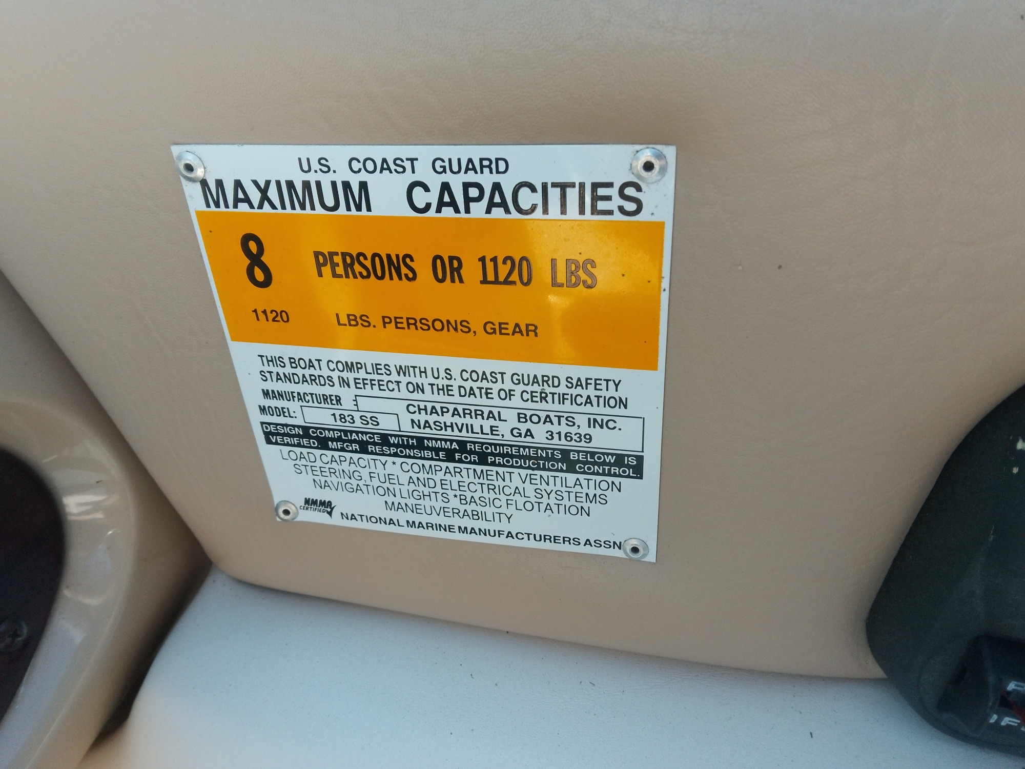 2002 chapparal 183 for sale near elk-river, minnesota 106401_47_door_vin_sticker.jpg