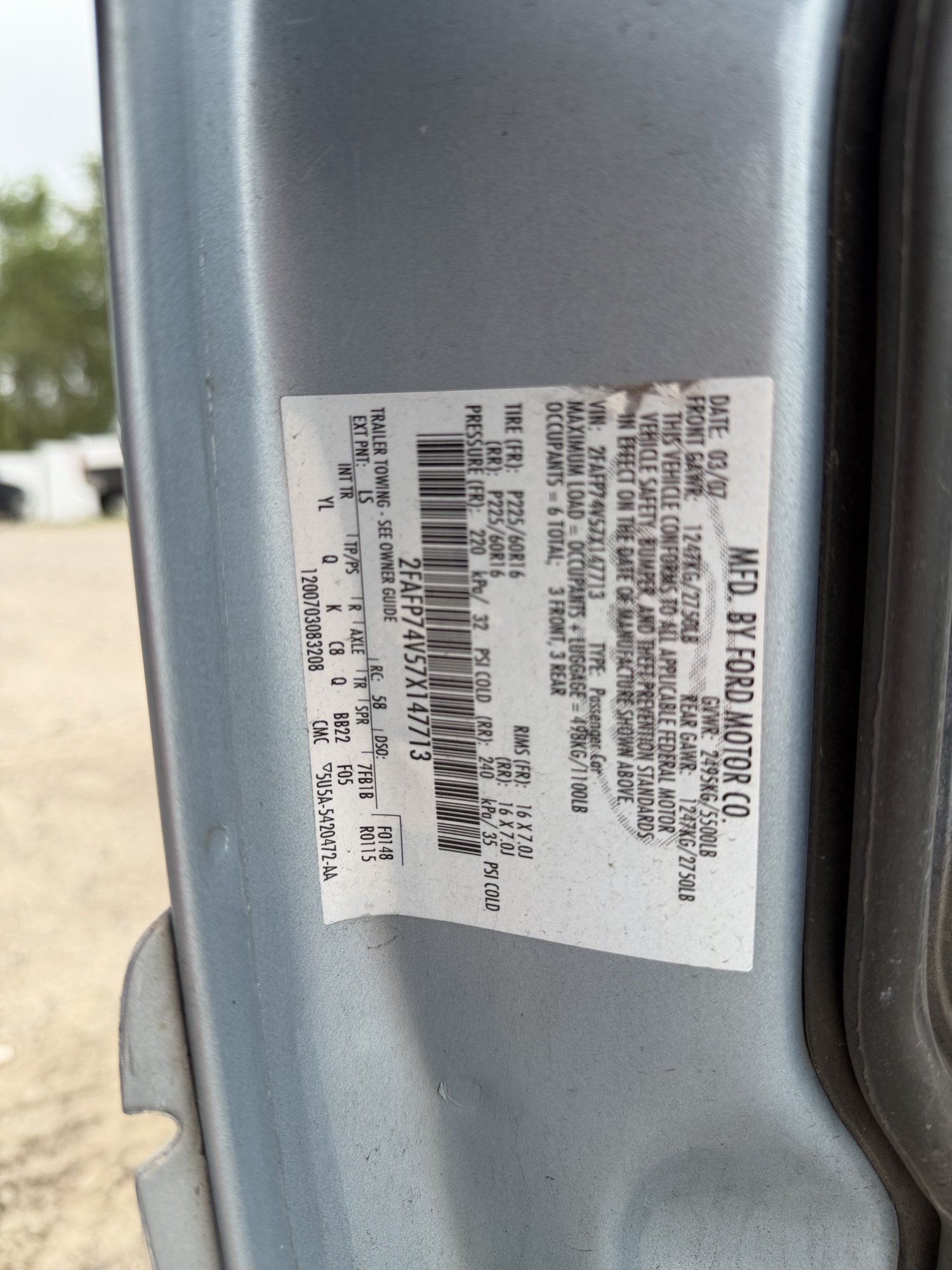 2007 ford crown-victoria lx with 175864 miles for sale near elk-river, minnesota 106403_47_door_vin_sticker.jpg