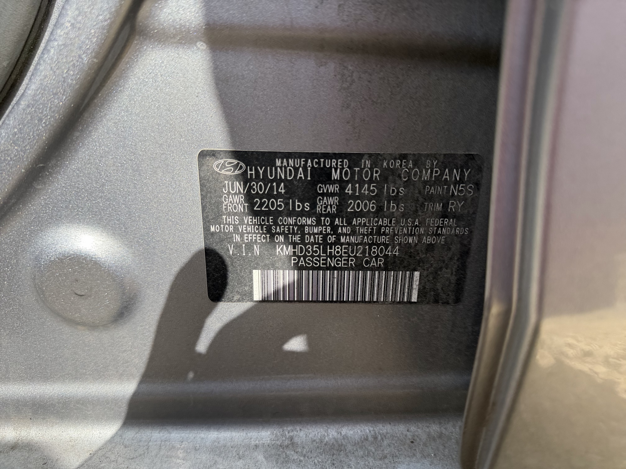 2014 hyundai elantra-gt a-t with 139751 miles for sale near elk-river, minnesota 106404_47_door_vin_sticker.jpg
