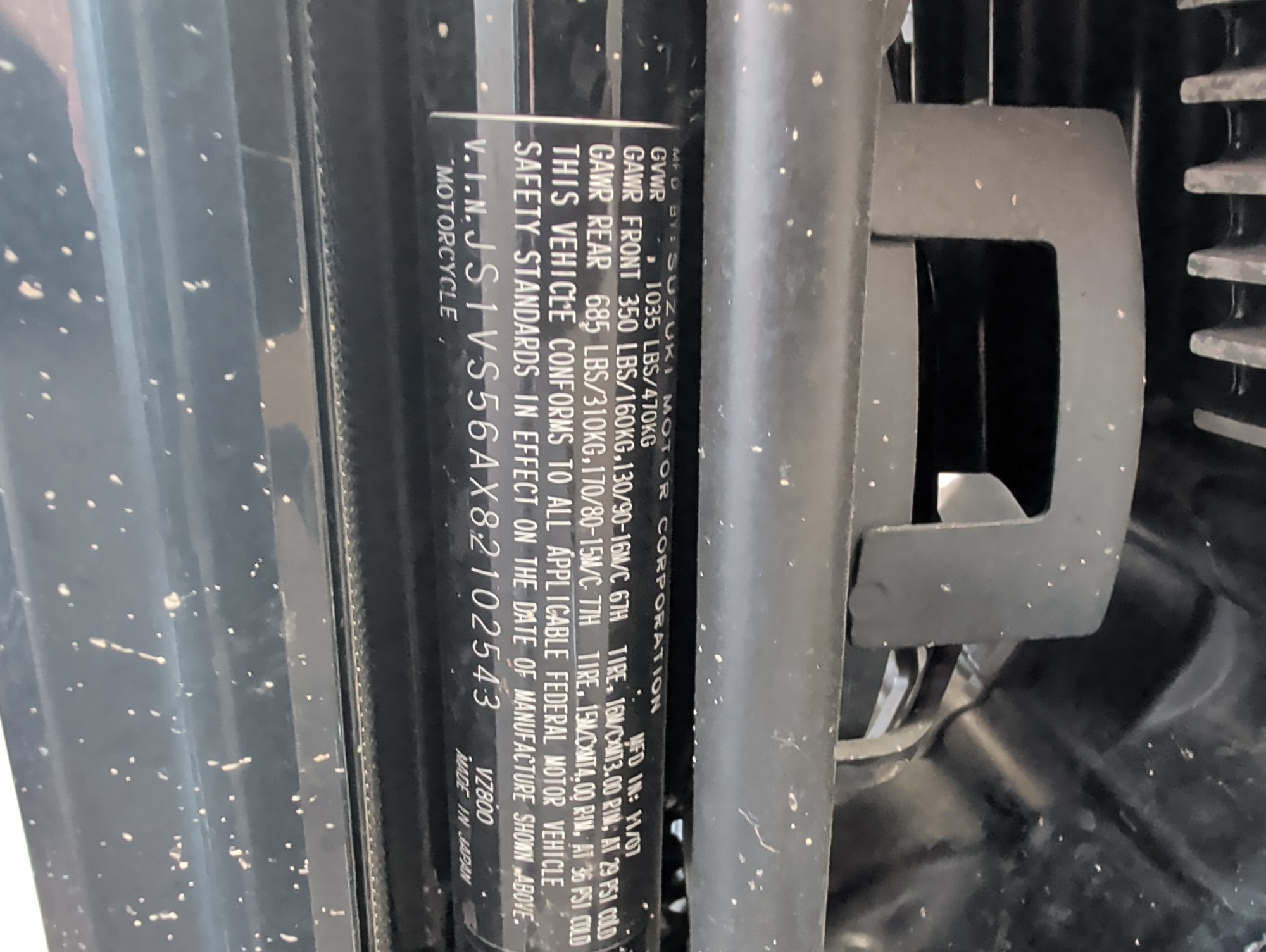 2008 suzuki vz800 - with 16456 miles for sale near elk-river, minnesota 106406_47_door_vin_sticker.jpg