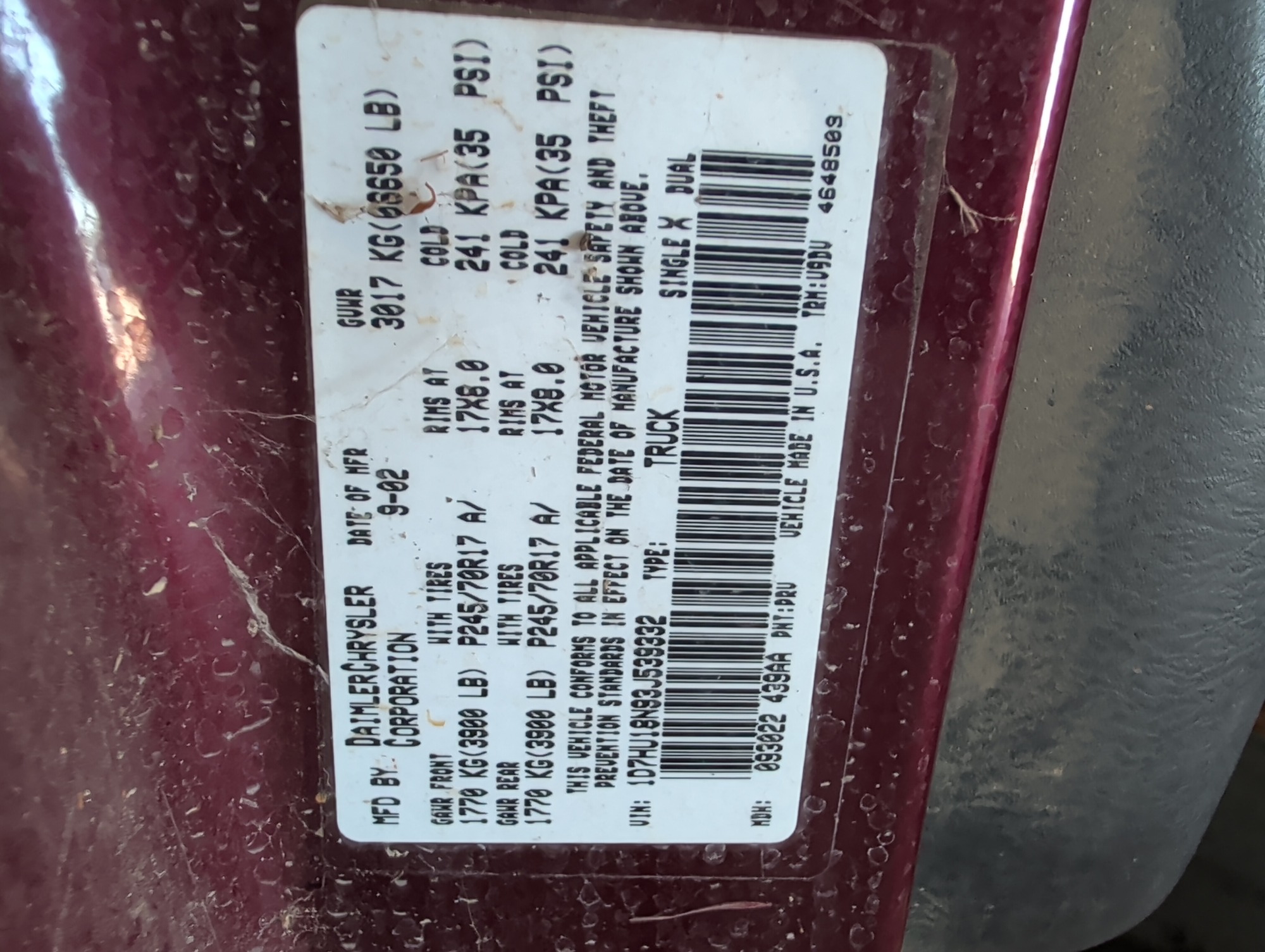 2002 dodge ram-1500 st-quad-cab-short-bed-4wd with 216281 miles for sale near elk-river, minnesota 106418_47_door_vin_sticker.jpg