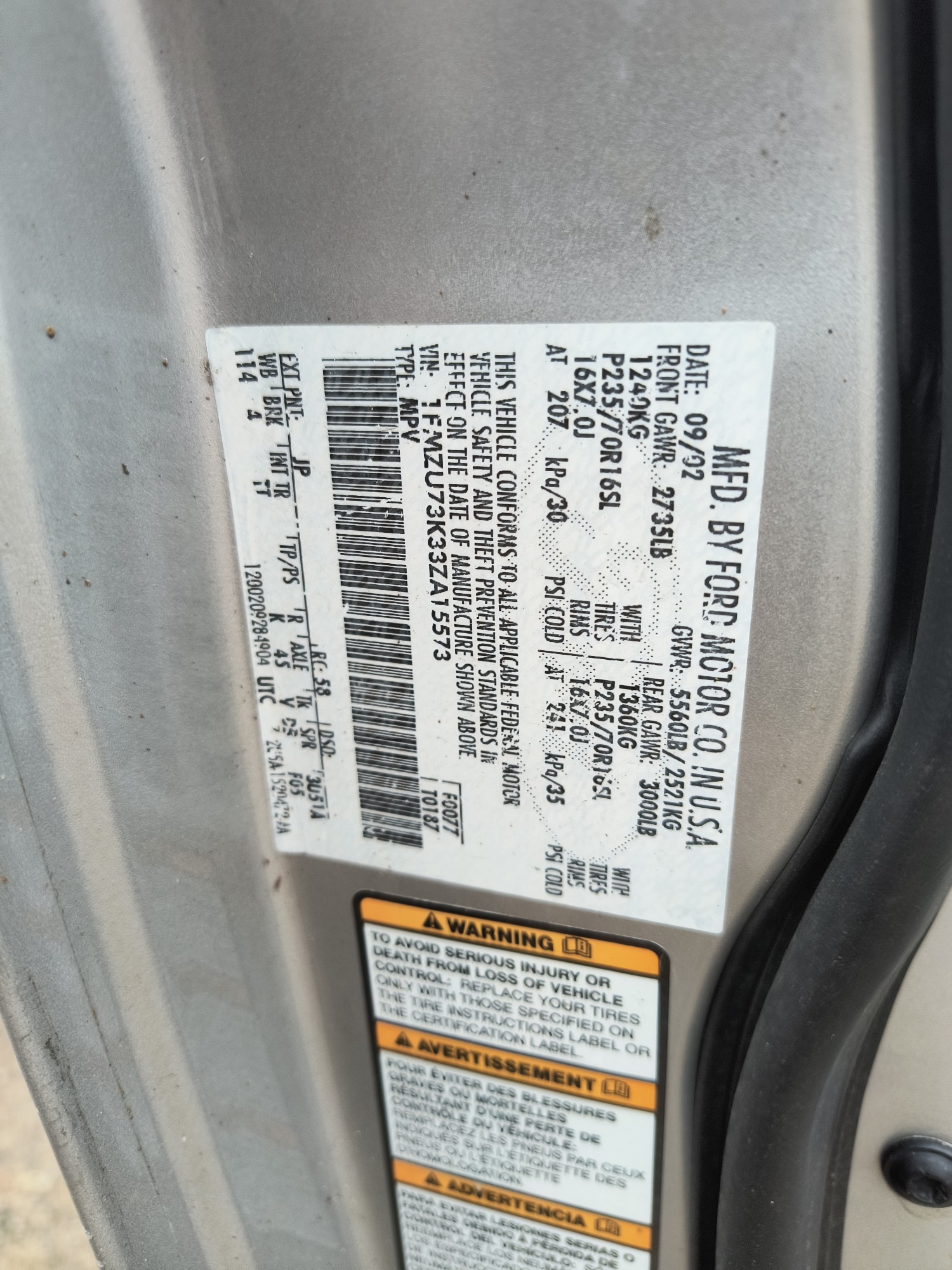 2003 ford explorer xlt-4.0l-4wd with 182785 miles for sale near elk-river, minnesota 106508_47_door_vin_sticker.jpg