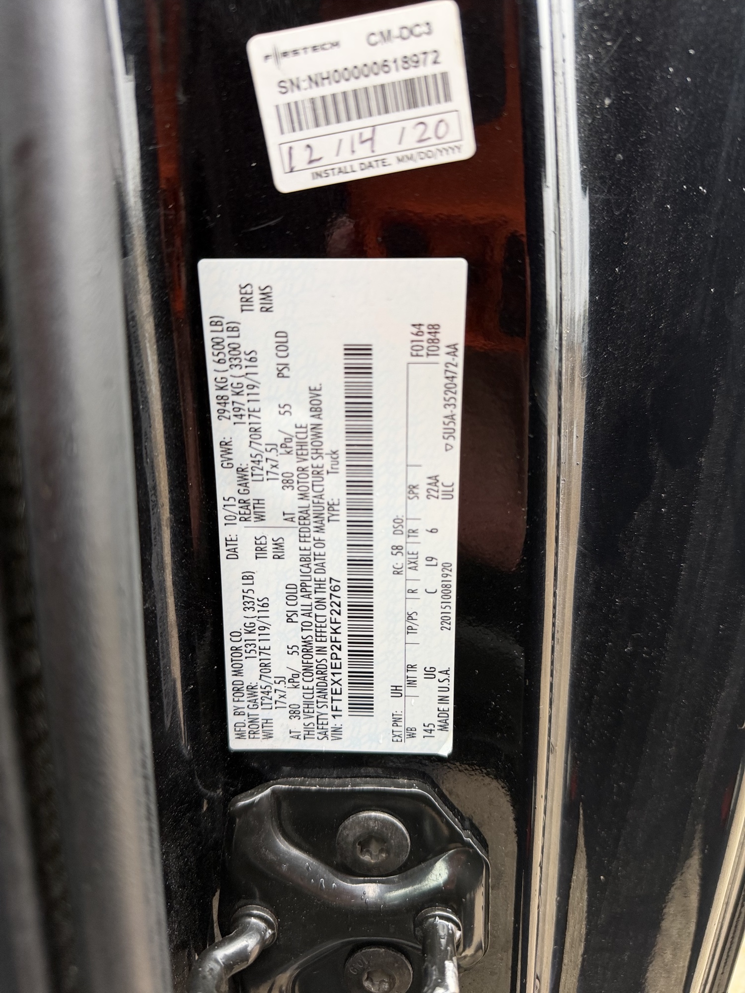 2015 ford f-150 lariat-supercab-8-ft.-4wd with 194548 miles for sale near elk-river, minnesota 106536_47_door_vin_sticker.jpg