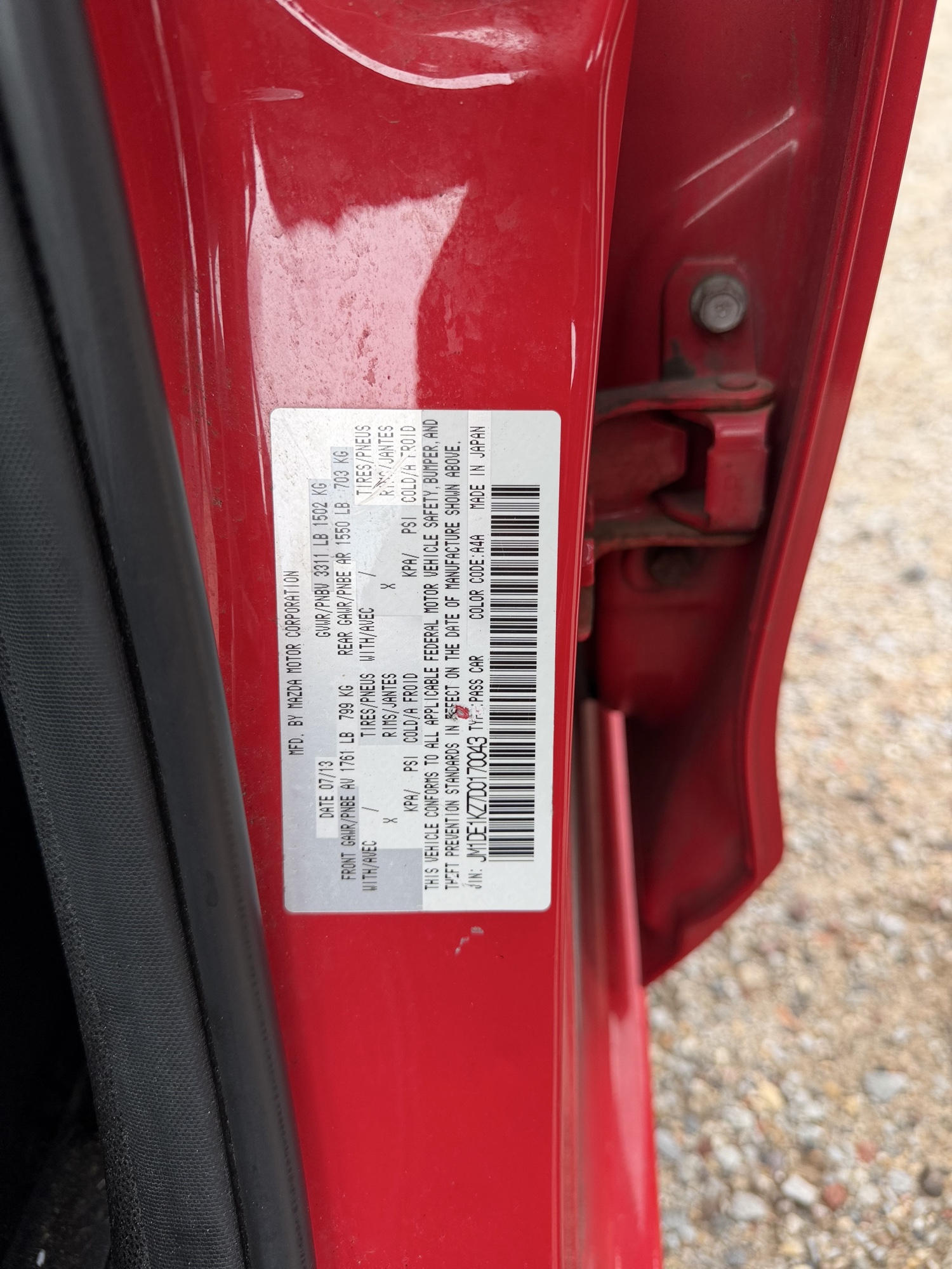 2013 mazda mazda2 sport with 211727 miles for sale near Elk River, Minnesota 106595_47_door_vin_sticker.jpg