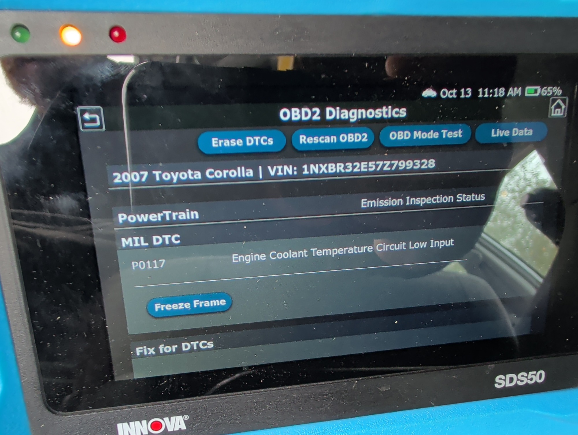 2007 toyota corolla ce with 173168 miles for sale near Elk River, Minnesota 106641_45_obd2_codes.jpg