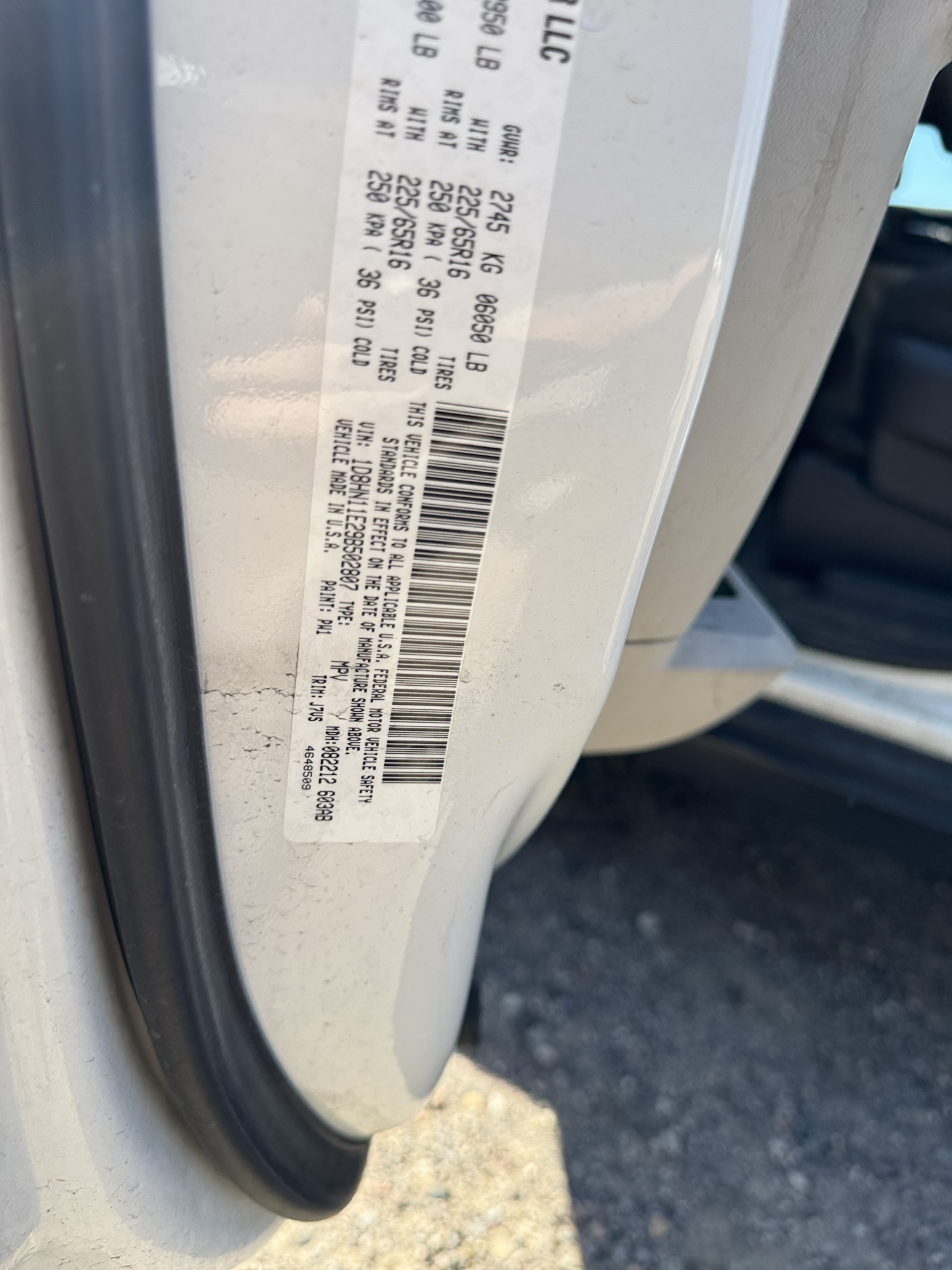 2009 dodge grand-caravan cargo-van with 167286 miles for sale near Elk River, Minnesota 106680_47_door_vin_sticker.jpg