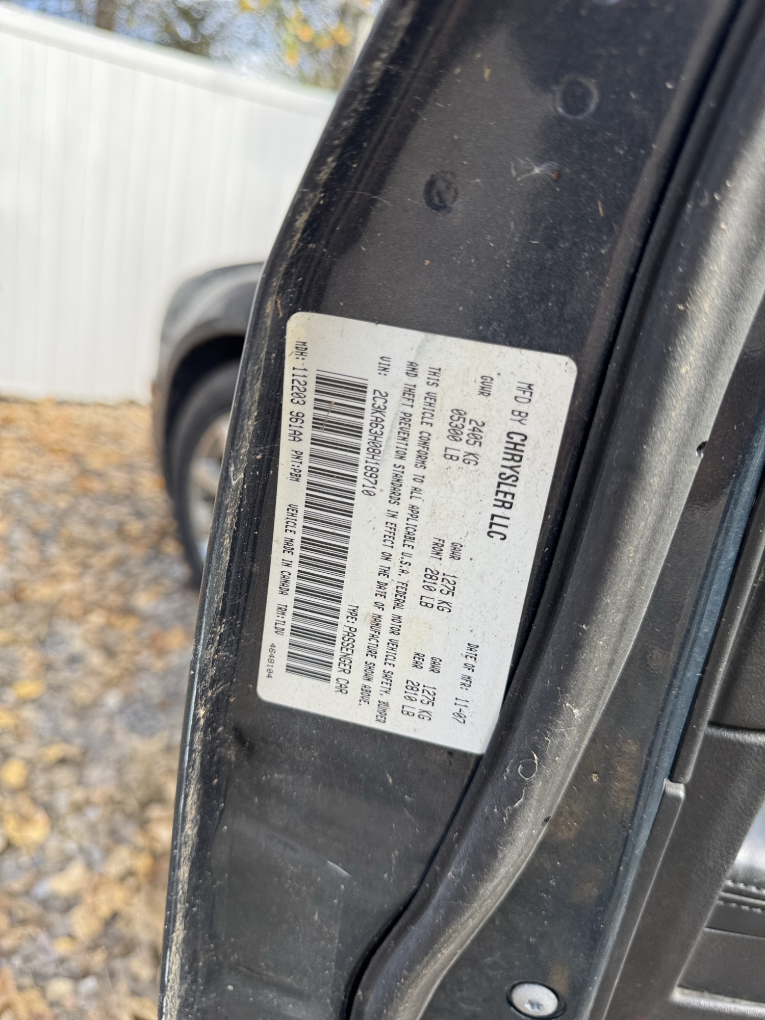 2008 chrysler 300 c for sale near Elk River, Minnesota 106719_47_door_vin_sticker.jpg