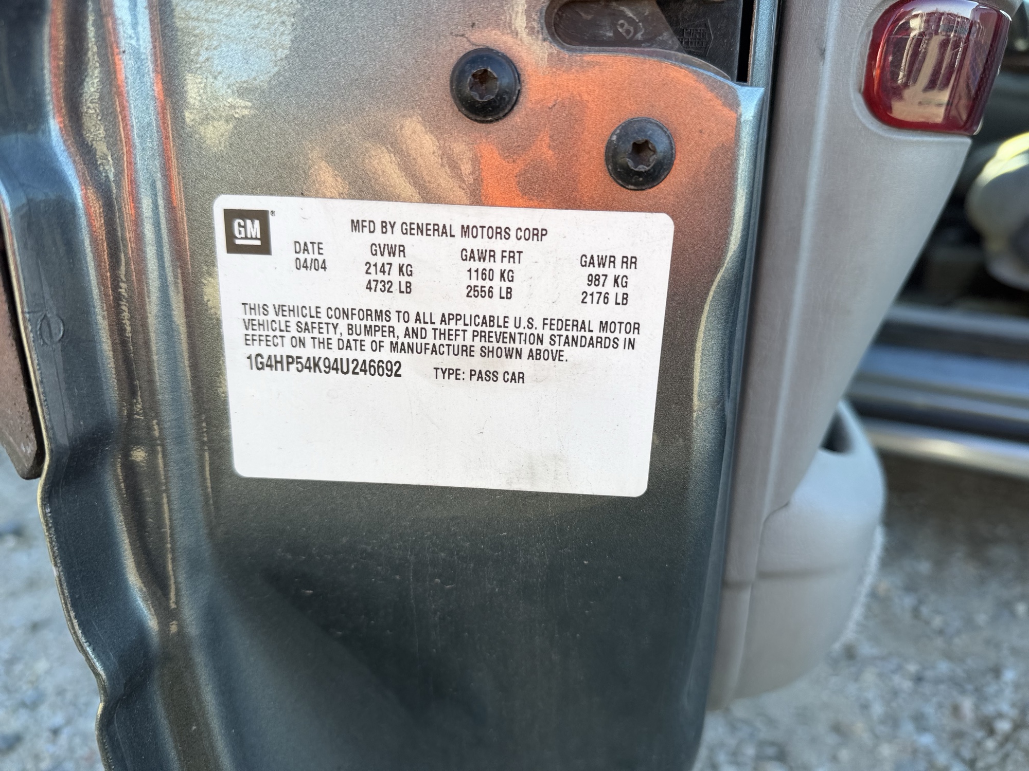 2004 buick lesabre custom with 158356 miles for sale near Elk River, Minnesota 106770_47_door_vin_sticker.jpg