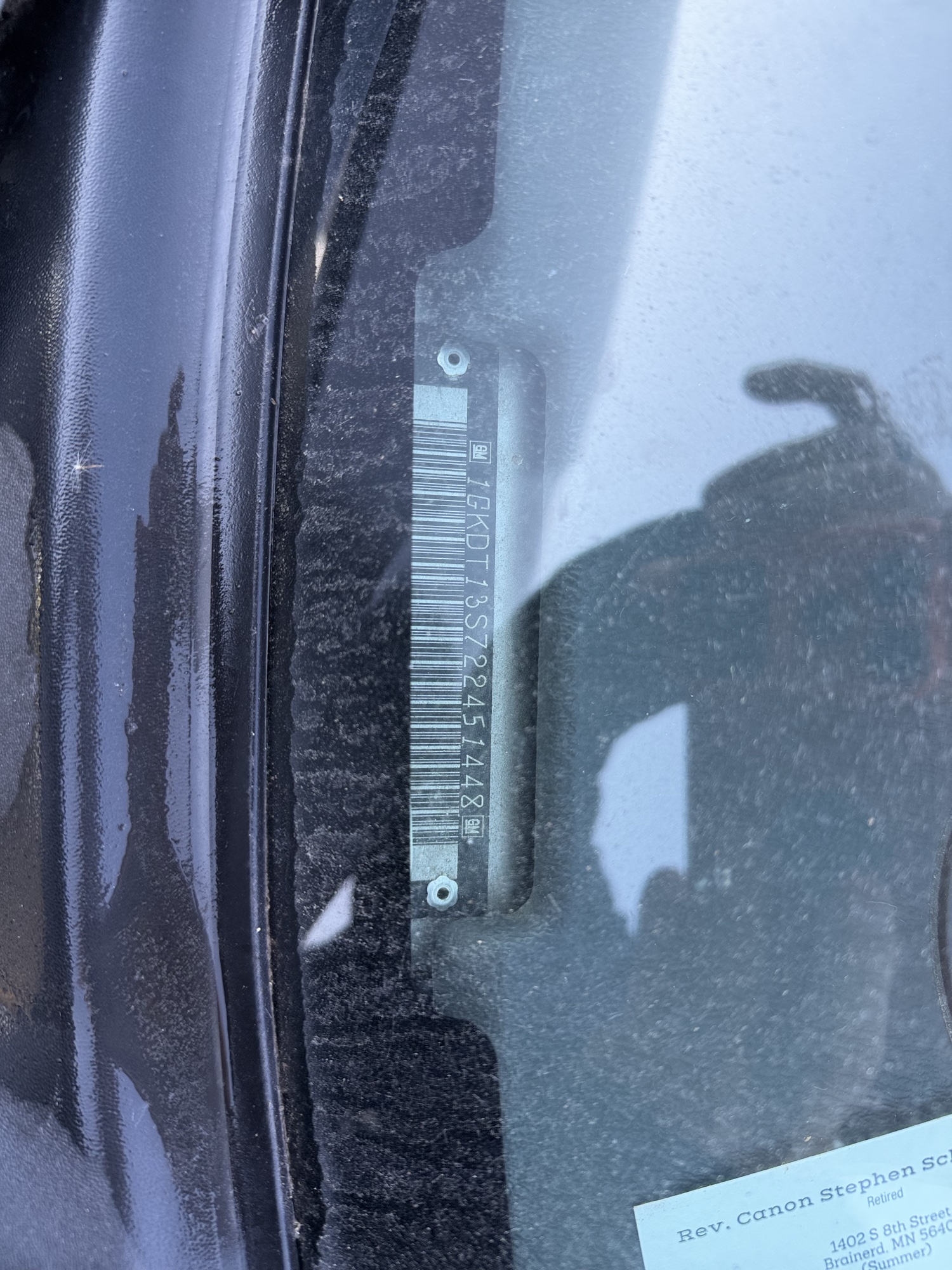 2002 gmc envoy sle-4wd with 221103 miles for sale near Elk River, Minnesota 106812_48_windshield_vin_plate.jpg