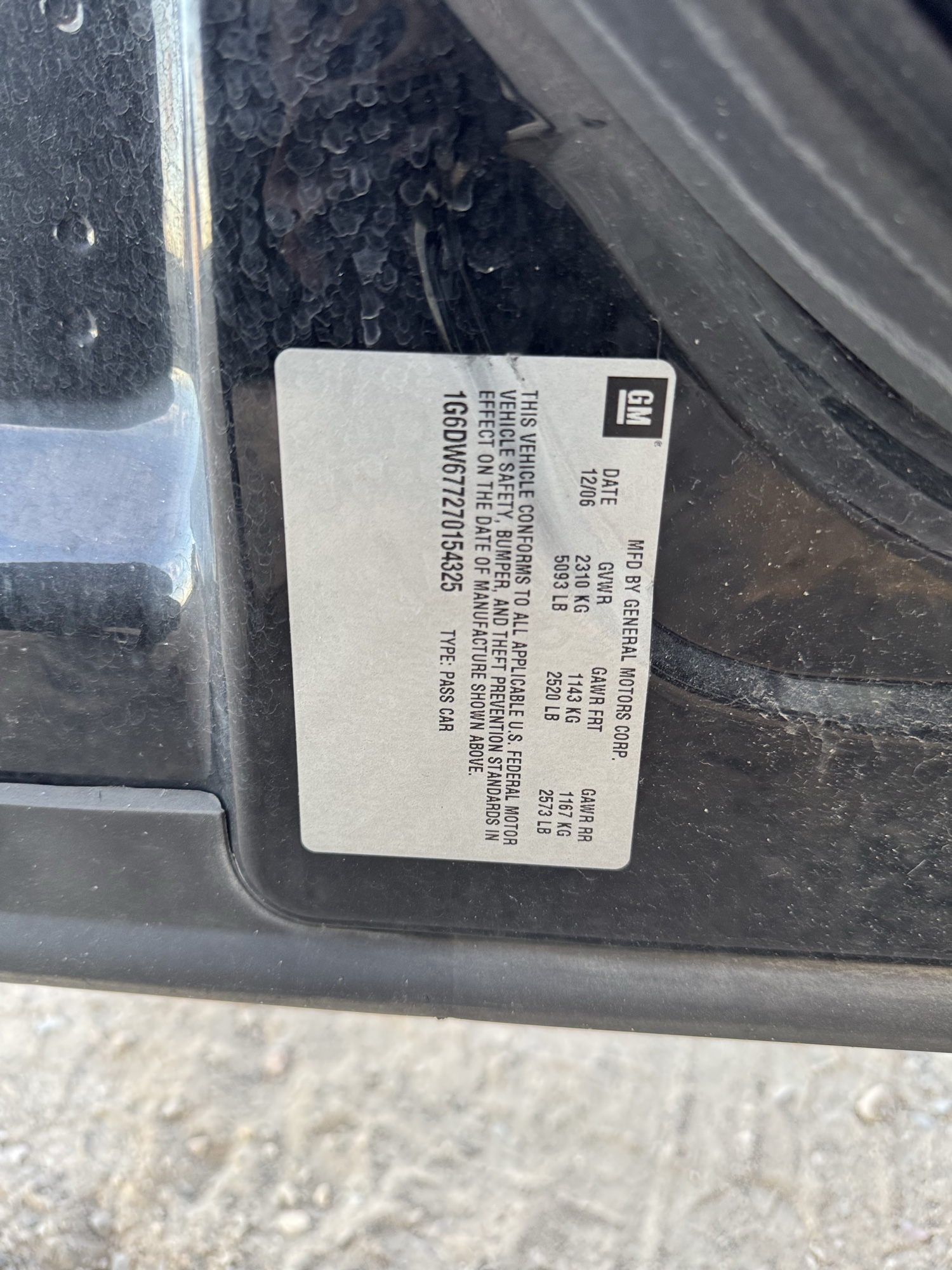 2007 cadillac sts v6 with 143440 miles for sale near Elk River, Minnesota 106813_47_door_vin_sticker.jpg