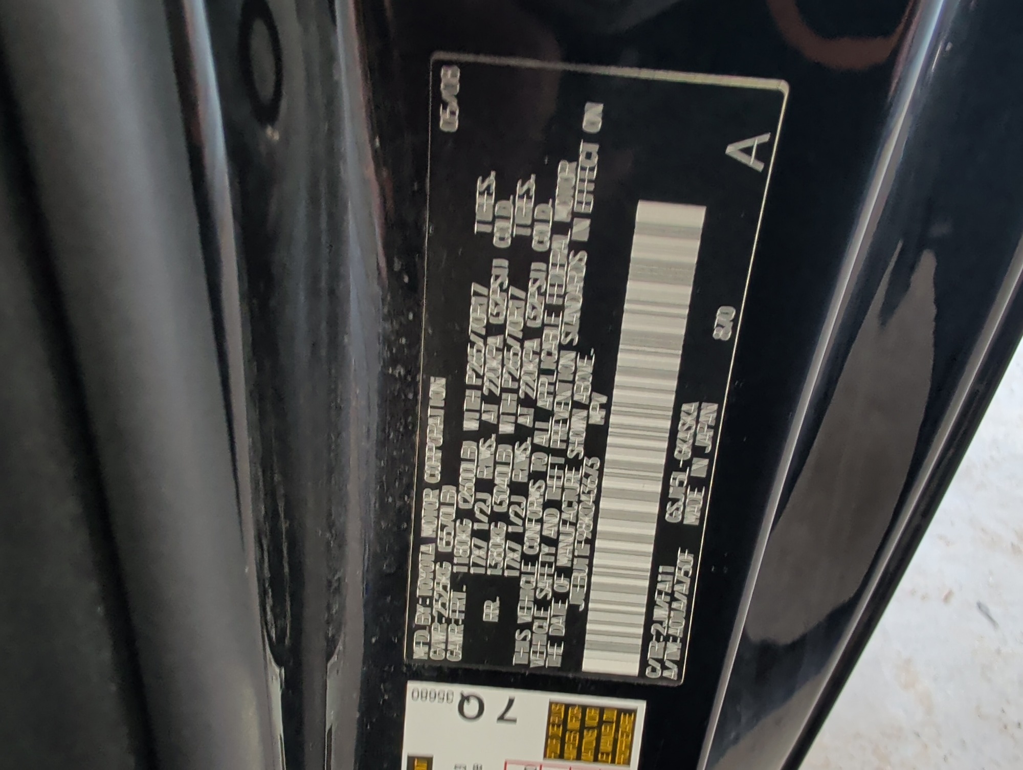 2008 toyota fj-cruiser 4wd-at with 98716 miles for sale near Elk River, Minnesota 106827_47_door_vin_sticker.jpg