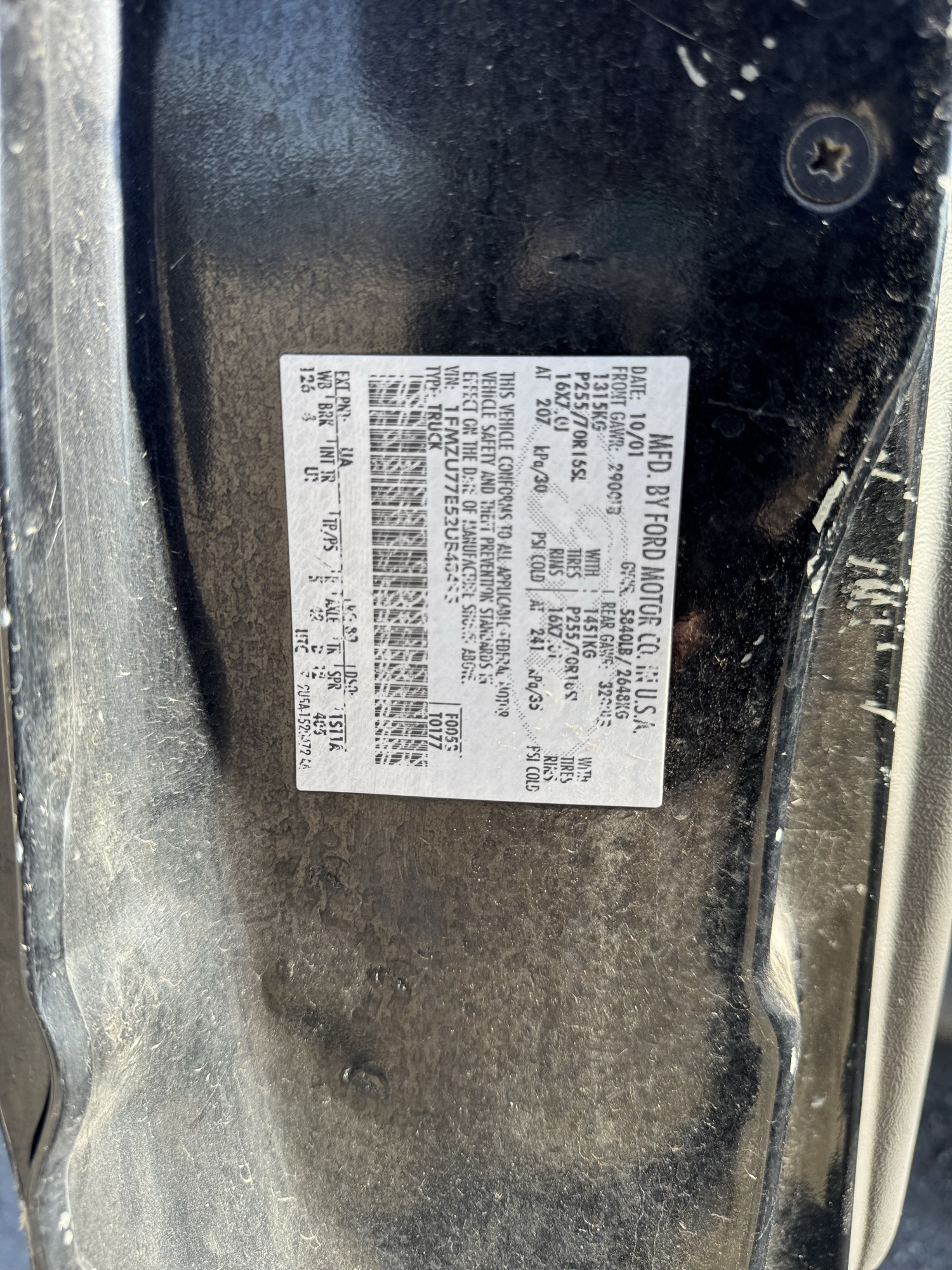 2002 ford explorer-sport-trac 4wd-value---200a with 189553 miles for sale near Elk River, Minnesota 106845_47_door_vin_sticker.jpg