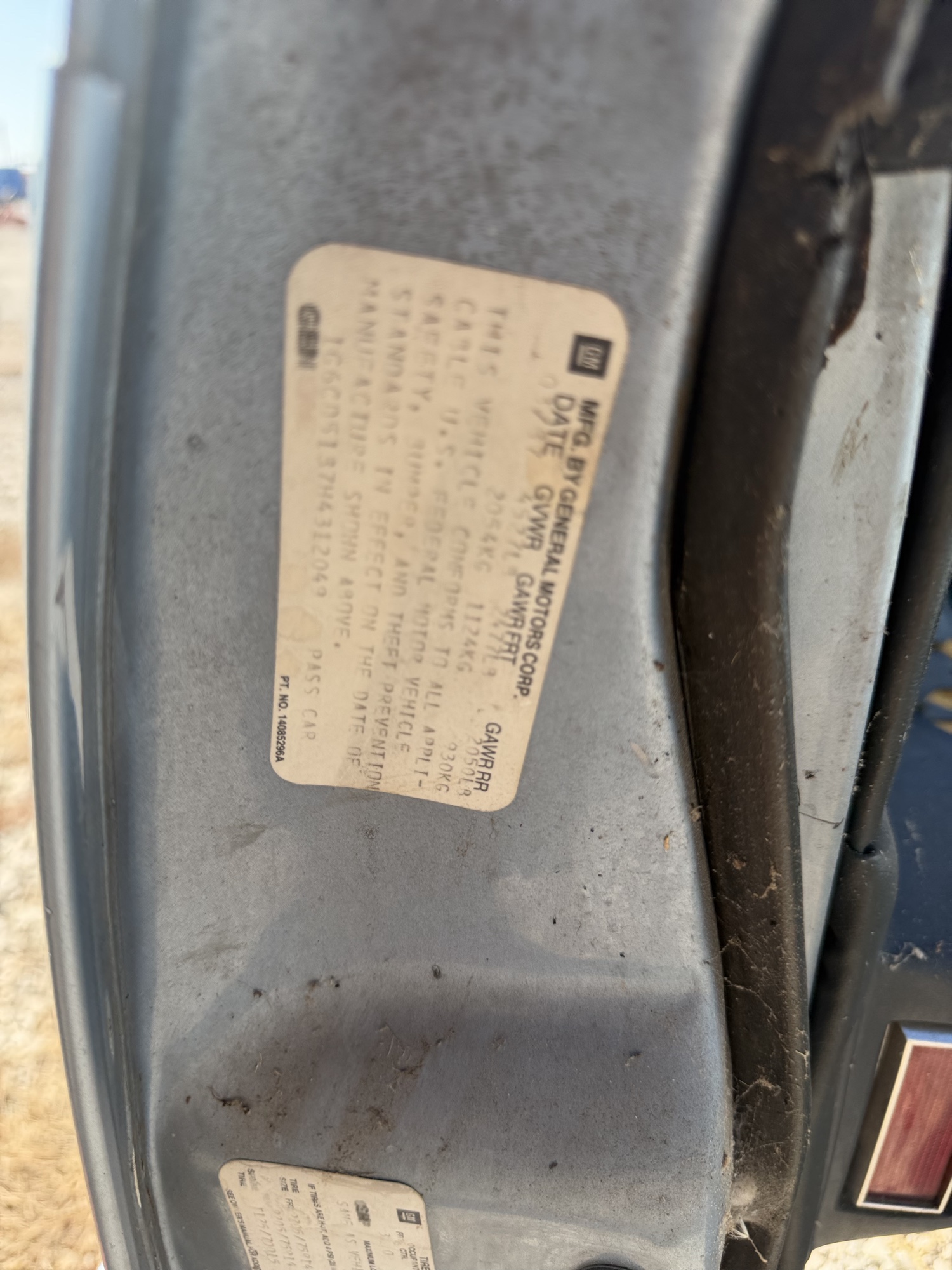 1987 cadillac deville sedan with 182416 miles for sale near St. Louis, Missouri 106848_47_door_vin_sticker.jpg