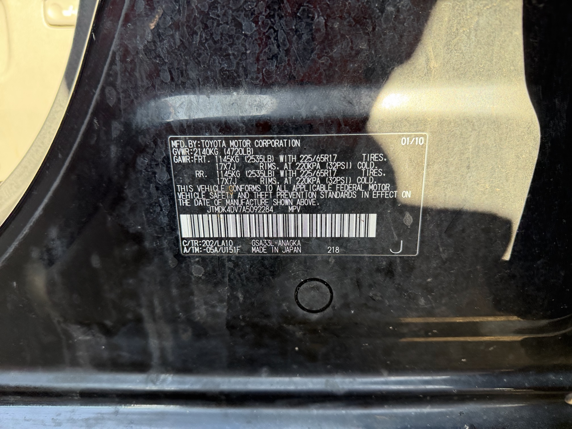 2010 toyota rav4 limited-v6-4wd with 306450 miles for sale near Elk River, Minnesota 106903_45_obd2_codes.jpg