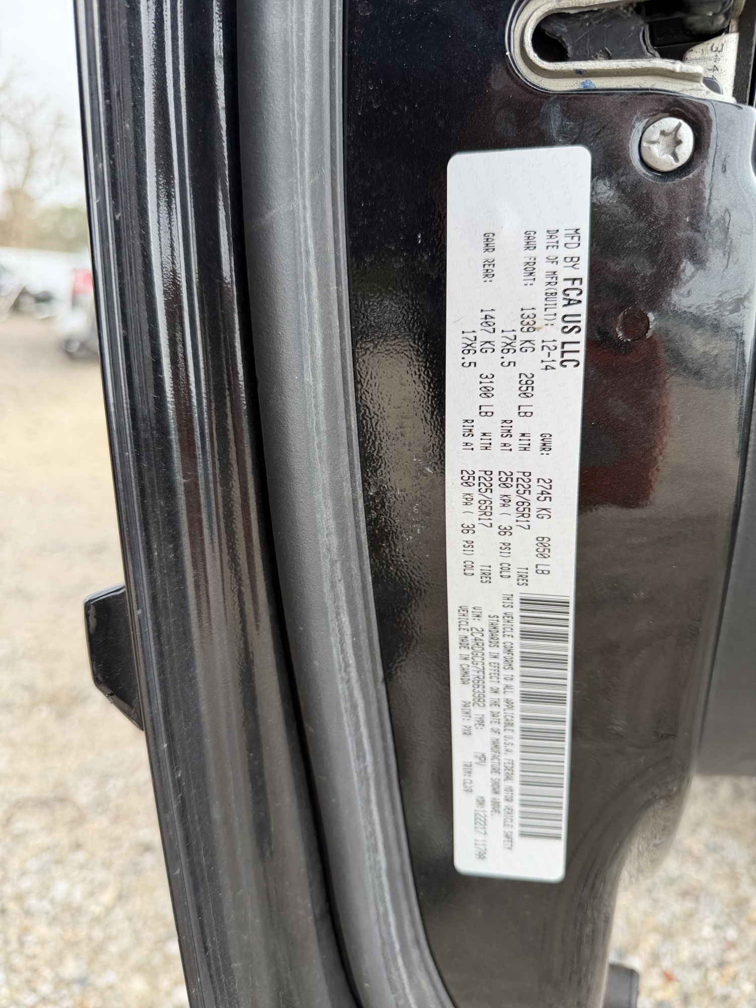 2015 chrysler town-and-country with 138094 miles for sale near Elk River, Minnesota 106977_47_door_vin_sticker.jpg