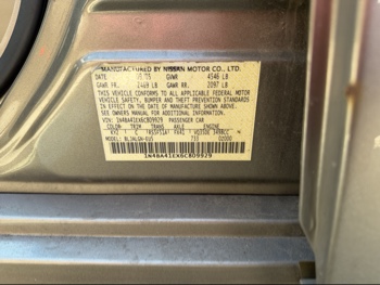 2006 nissan maxima se with 134407 miles for sale near elk-river, minnesota 106396_47_door_vin_sticker.jpg