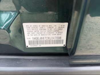 1999 honda civic lx-sedan with 126445 miles for sale near elk-river, minnesota 106465_47_door_vin_sticker.jpg