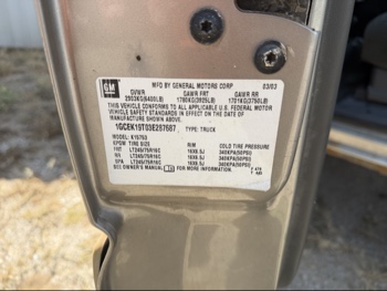 2003 chevrolet silverado-1500 ext.-cab-short-bed-4wd with 150423 miles for sale near elk-river, minnesota 106493_47_door_vin_sticker.jpg