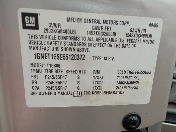 2006 chevrolet trailblazer ext-ls-4wd with 181247 miles for sale near elk-river, minnesota 106513_47_door_vin_sticker.jpg