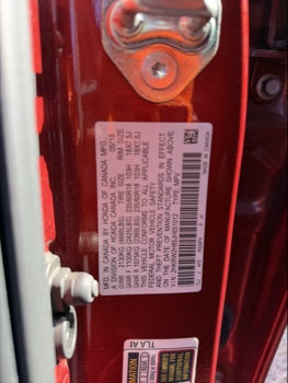 2018 honda cr-v ex-l-awd with 186822 miles for sale near Elk River, Minnesota 106519_47_door_vin_sticker.jpg