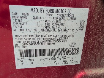2007 ford edge se-fwd with 258081 miles for sale near elk-river, minnesota 106568_47_door_vin_sticker.jpg