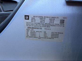 2015 chevrolet equinox 1lt-2wd with 133194 miles for sale near Elk River, Minnesota 106663_47_door_vin_sticker.jpg