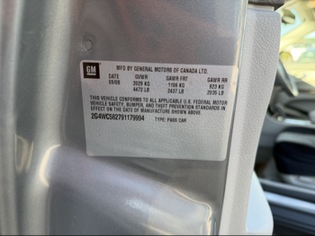 2009 buick lacrosse cx with 28748 miles for sale near Elk River, Minnesota 106702_47_door_vin_sticker.jpg